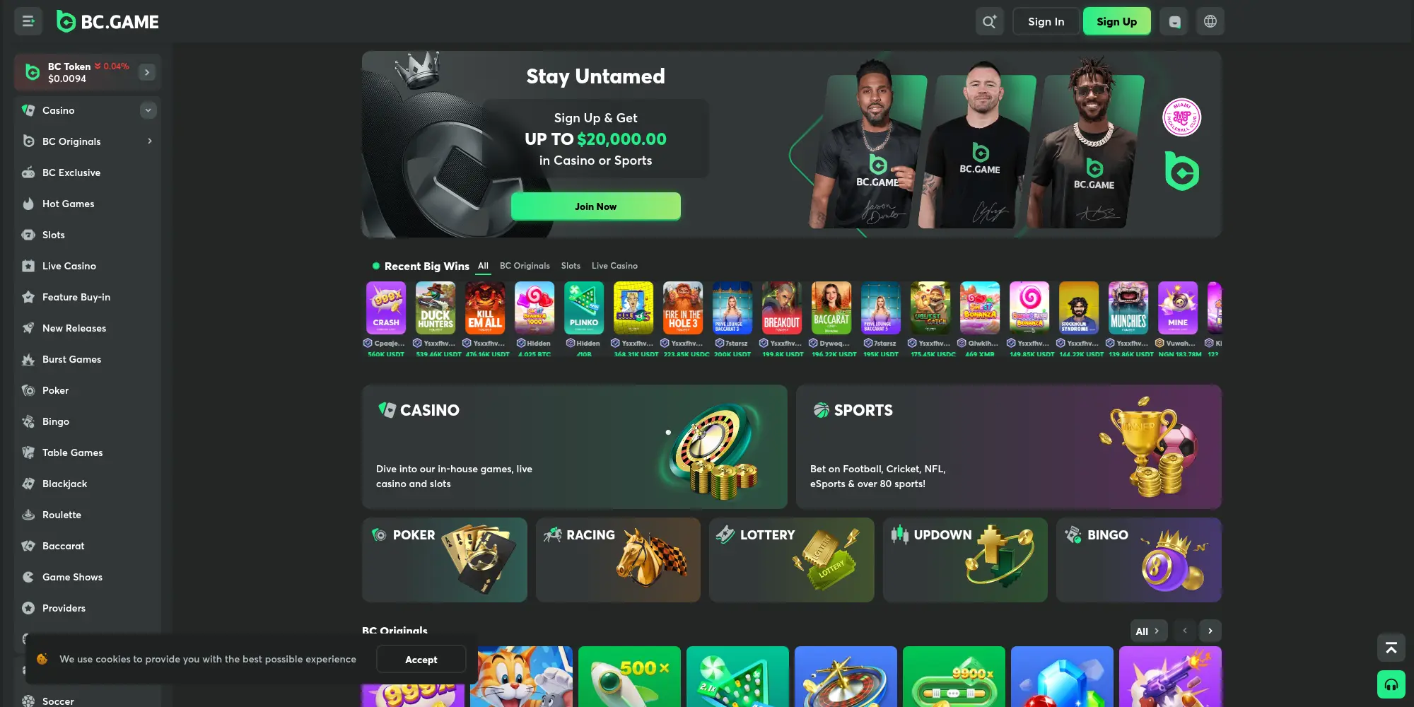 BC.Game website screenshot