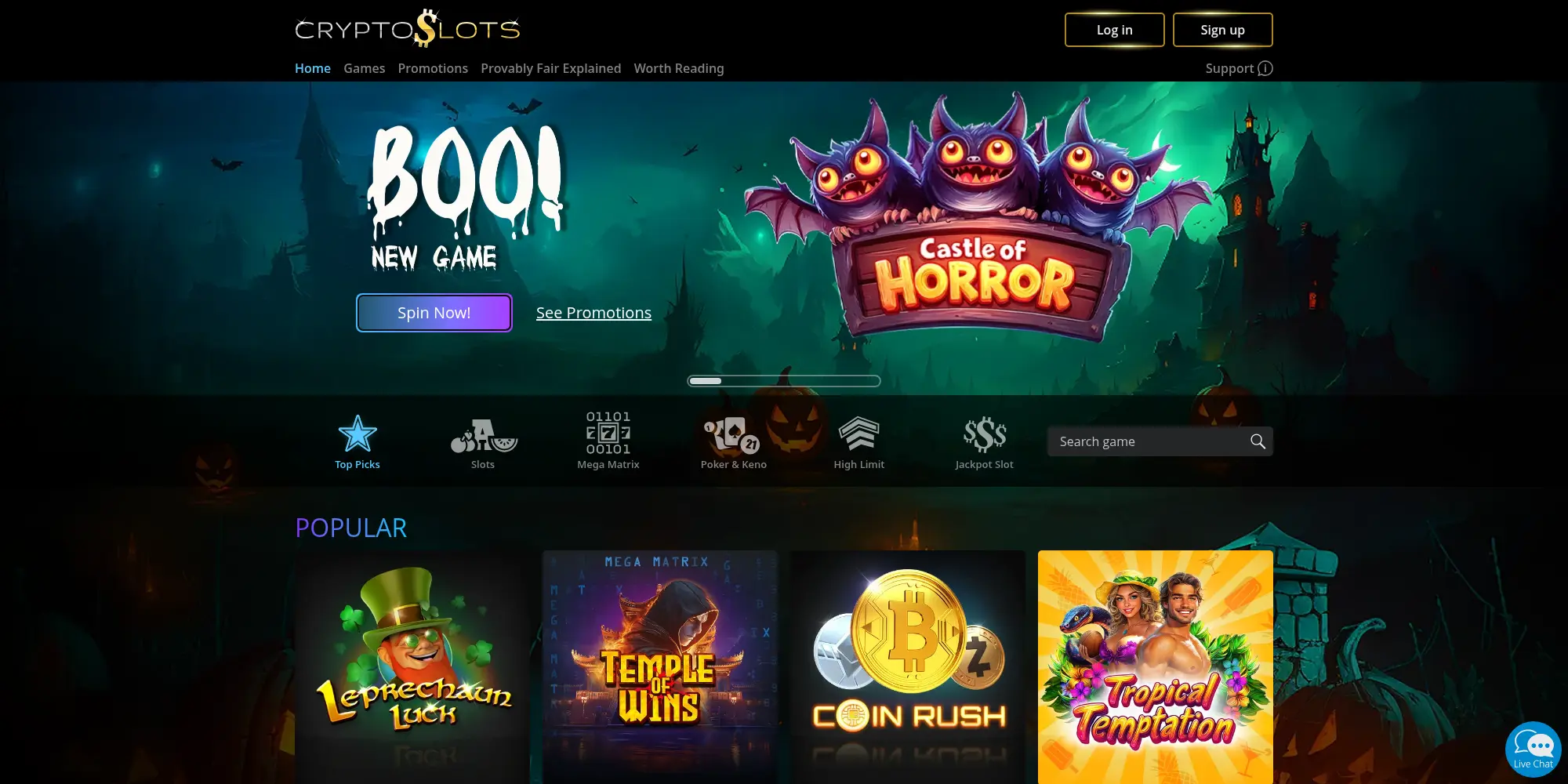 CryptoSlots website screenshot