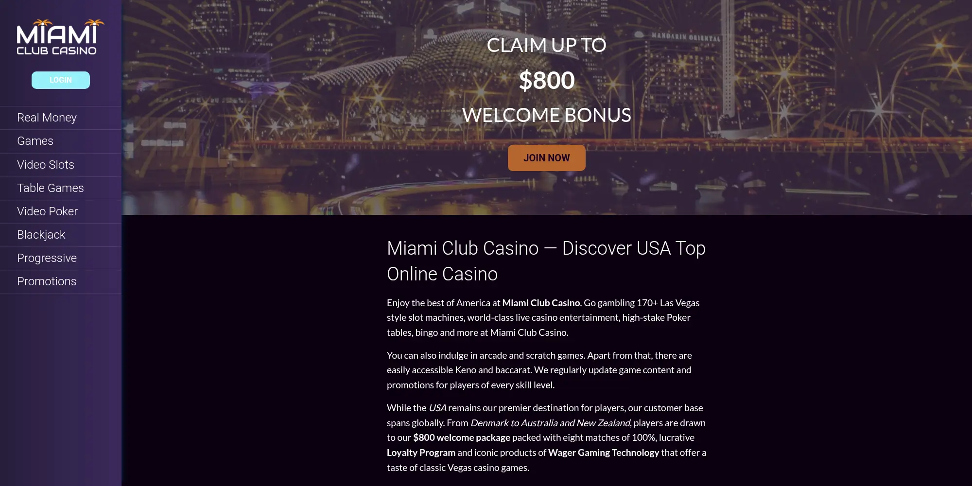 Miami Club website screenshot