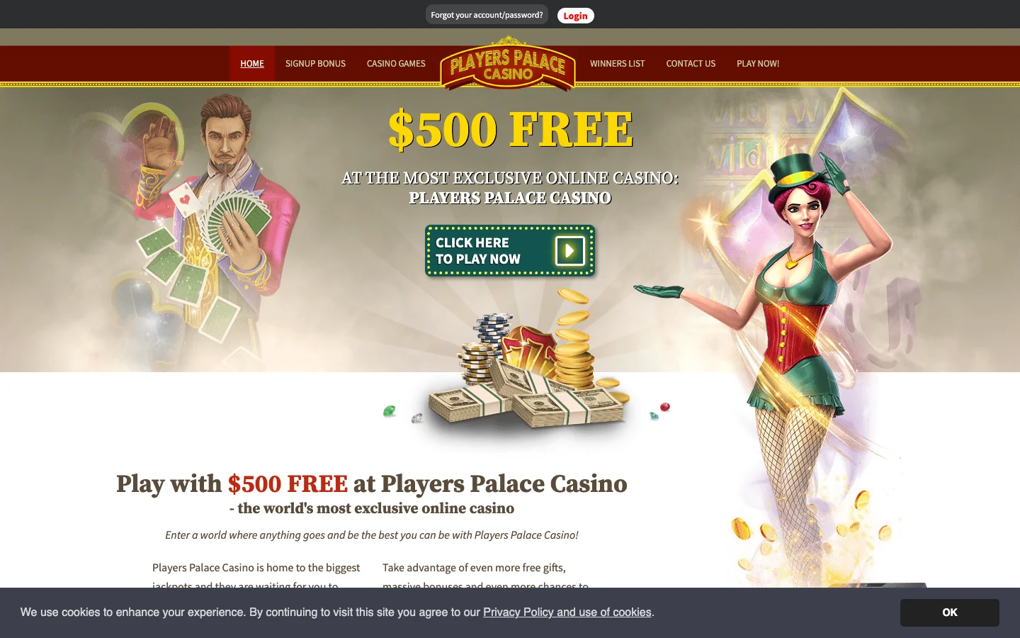 Players Palace website screenshot