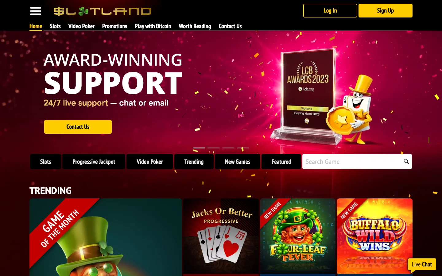 Slotland website screenshot